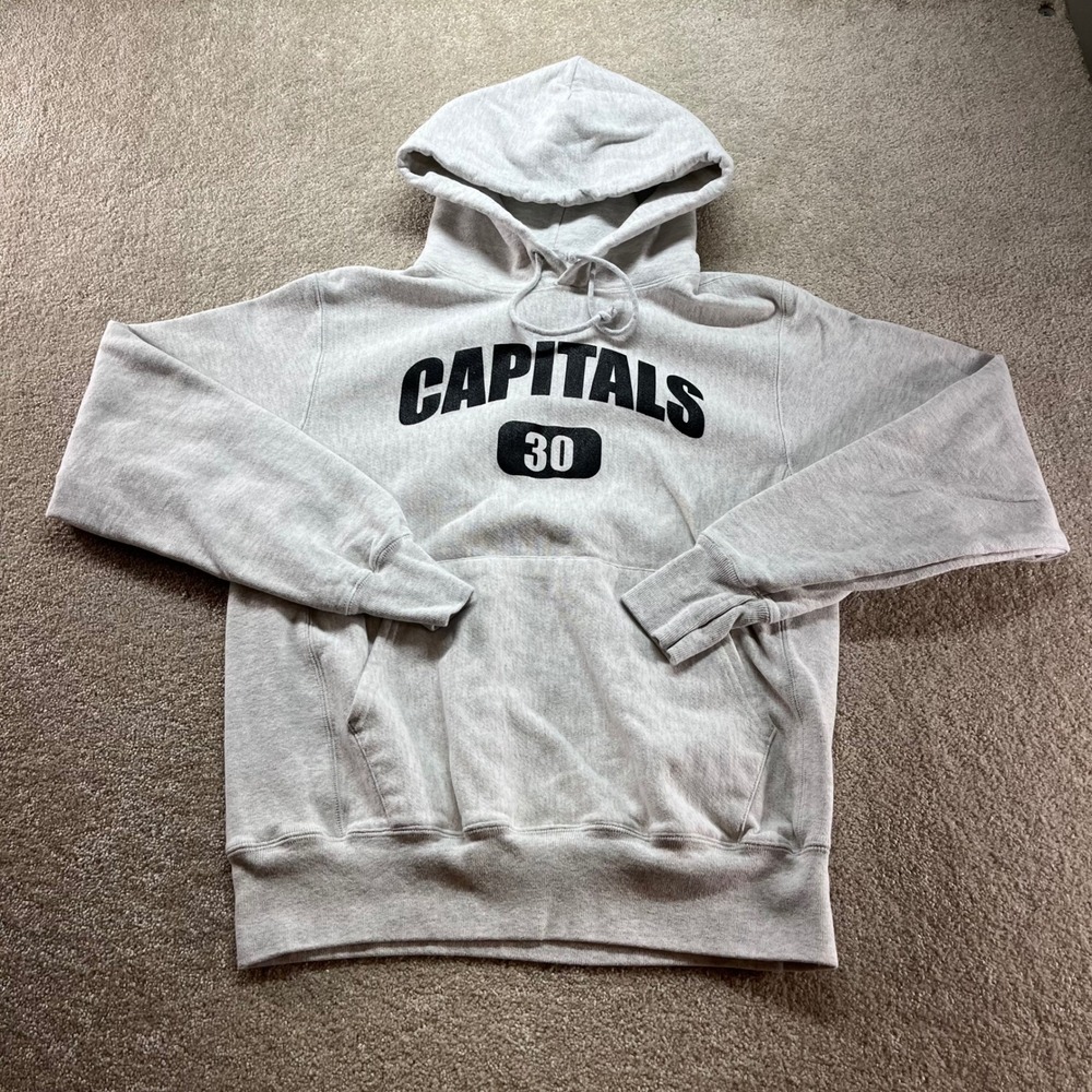 Champion Hoodie Mens Small Gray Reverse Weave Capitals 30 Pullover Sweatshirt